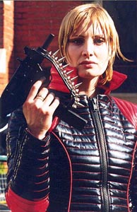 Matrix with her punk inspired 9mm Micro UZI machinegun